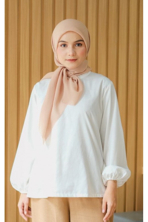 Hijab Segi 4 Double Haikon Lasercut Tan